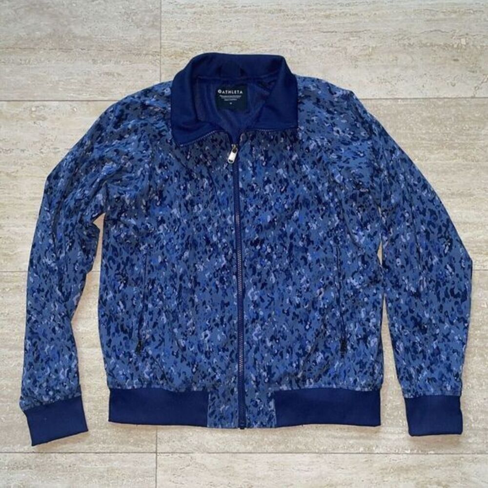 Athleta Jacket Womens M Brooklyn Bomber Jacket II Blue Camo Full Zip